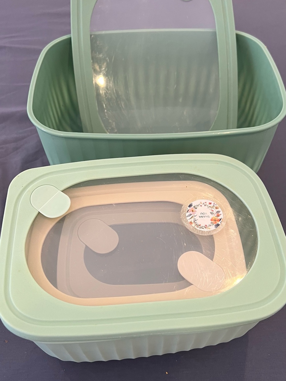 Multi-Size Mint Green and Cream stackable Food Storage Container Set - Picture 4 of 7